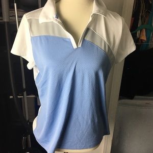 Izod Whote, Blue and Grey Golf Shirt - L (EUC)